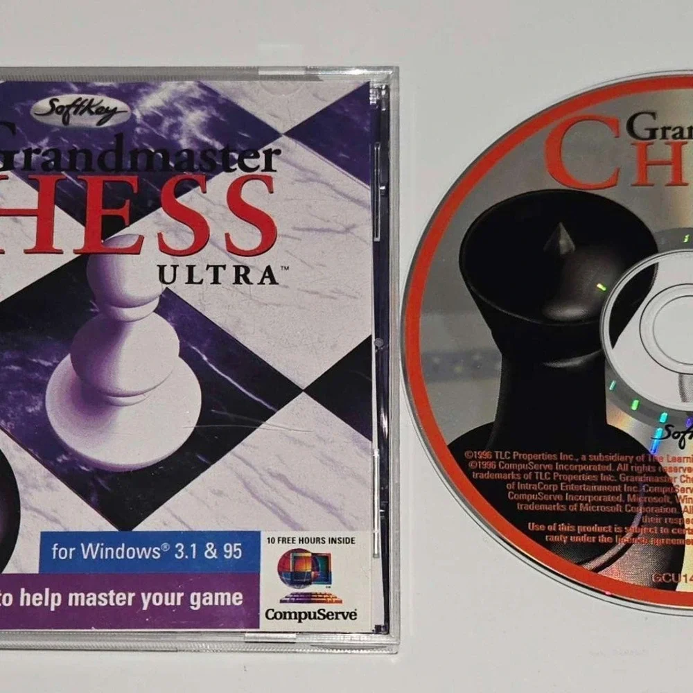 SoftKey Grandmaster Chess Ultra PC Software Windows 3.1 95 Vintage 1996 Game